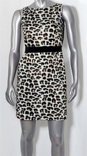 ANN TAYLOR 4P Brown Black Animal Print Sheath Dress Sleeveless Lined Side-Zip