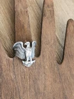 Vintage Sterling Silver Large Eagle Band Ring Antique Finish Biker Size 7.25