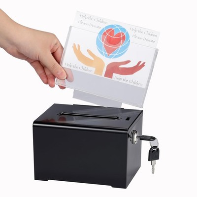 Adir Suggestion Box with Slot and Lock   Acrylic Donation Box for Fundraising...