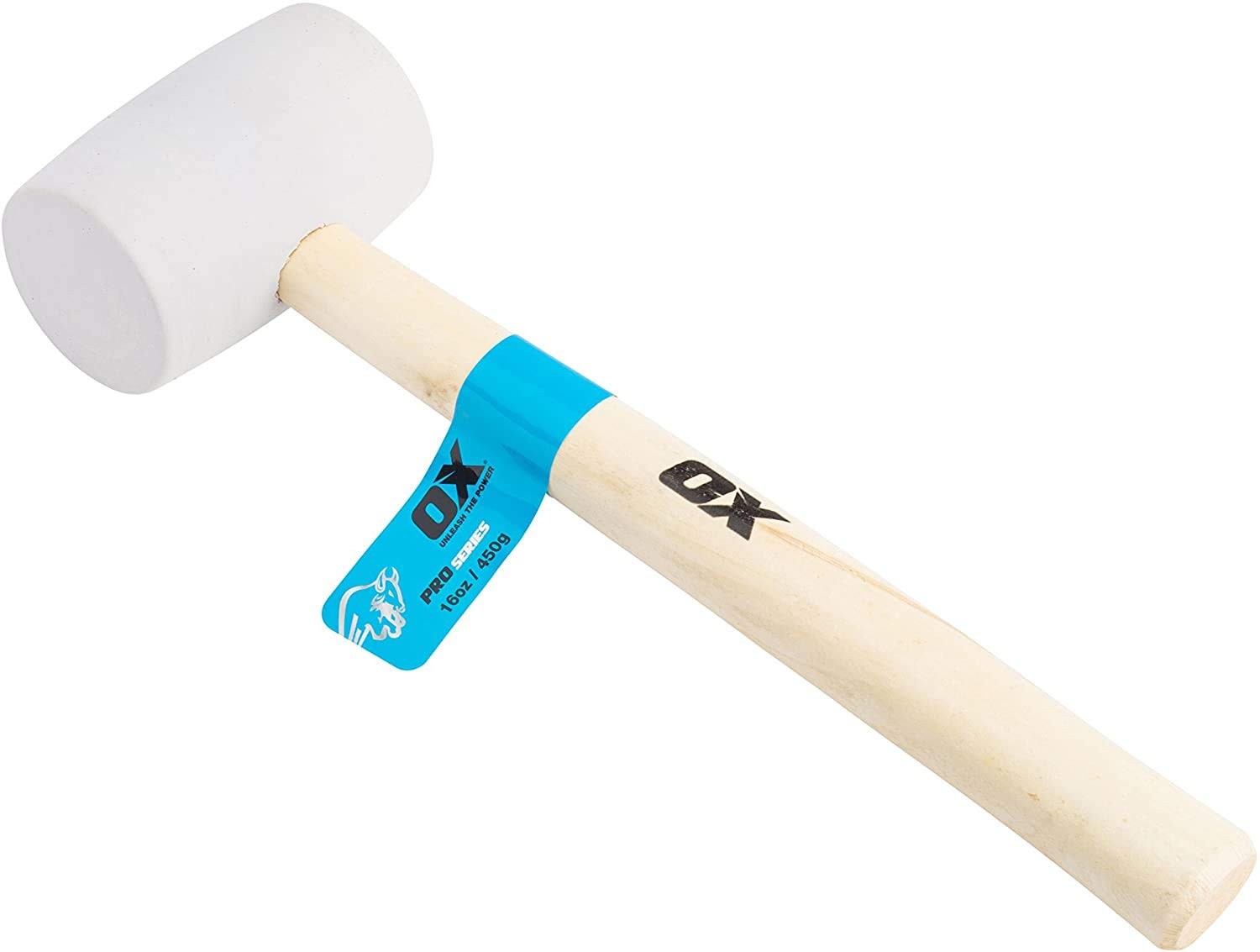 OX Pro White Rubber Mallet - Non-marking Rubber Mallet Hammer with Wooden Handle - Image 2