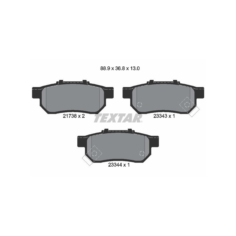 TEXTAR 2173801 Brake Pads Set Rear for Jazz Civic CRX City Integra