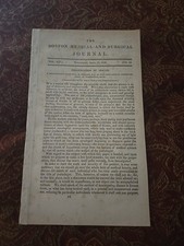 RARE EARLY Boston (Mass) Medical & Surgical  Journal,April 27 1836 VOL XIV No.12
