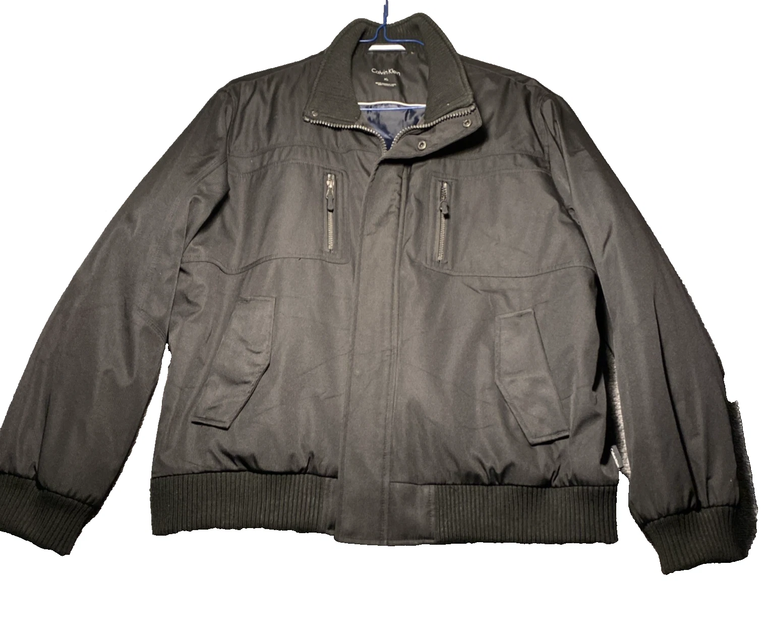 Calvin Klein Men's Black Classic Ripstop Bomber Coat Jacket Size XL image 2