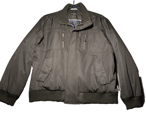Calvin Klein Men's Black Classic Ripstop Bomber Coat Jacket Size XL image 2