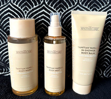 3pk SPATHECARY TAHITIAN VANILLA SHEA BODY WASH SPRAY MIST SHOWER BALM LOTION