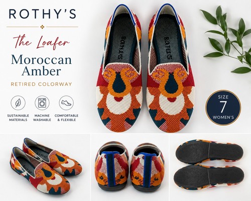 Rothy's The Loafer Moroccan Amber Women's 7 Retired Rare Ikat Knit Flats Shoes
