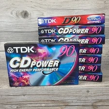 7 Pack TDK 90 CD POWER High Bias Audio Cassette Tapes New Sealed +1 TDK D90