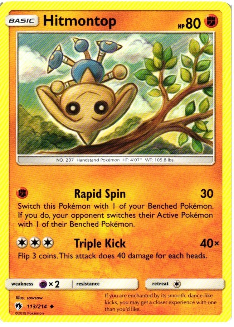 Hitmontop 113/214 Uncommon Lost Thunder Pokemon Near Mint