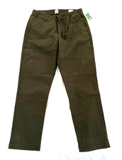 NWT Gap Flex Easy Essential Pant SMALL Dark Olive Green Elastic Drawstring Waist