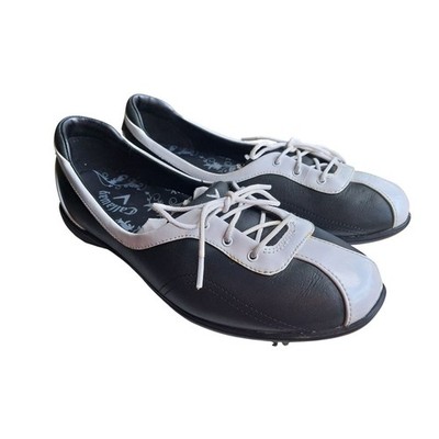 Callaway Womens Half Lace Golf Shoes Black White Patent Leather Size 6 M