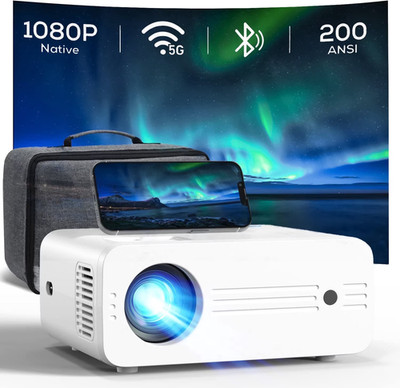 1080P Native Projector with 5G Wifi & Bluetooth 5.2, 9000 Lumens LED, 4K Support