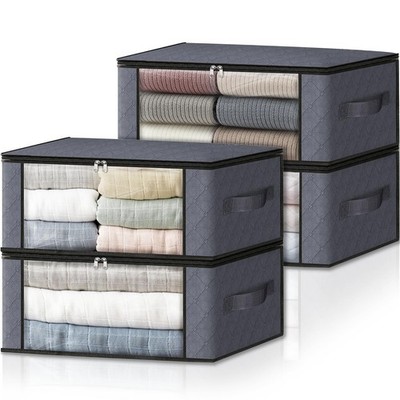 Storage 4-Pack Clothes Organizer Storage Bags Foldable Storage Box with Large...