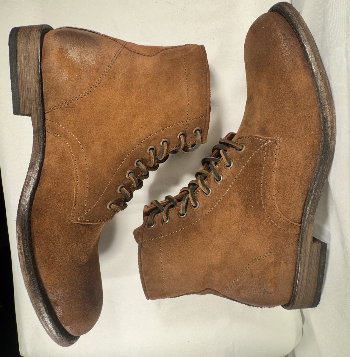 FRYE Tyler Flex Lace Up Boots Brown Suede Men