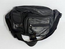 New Genuine Leather Fanny Pack   Black Multi-Pocket Waist Bag