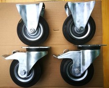 4 x BLICKLE Ø125 mm 490 Kg Schwerlastrollen 2x Lenk-Rollen m. Bremse 2 x starre