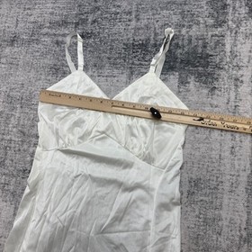 VTG Movie Star Full Slip Dress Nightgown Womens 32 Ivory Satin Lingerie USA Made