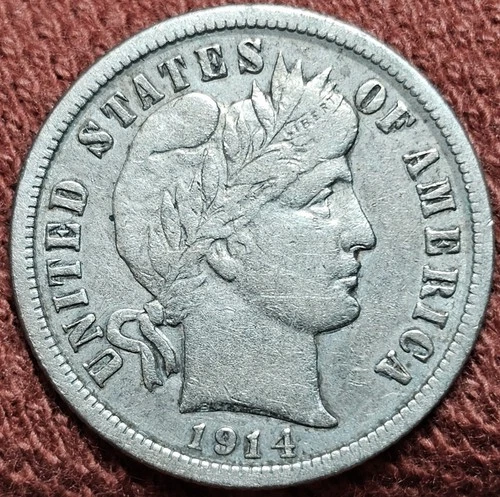 1914 Barber Dime Silver 10C Coin Nice VF/XF Coin