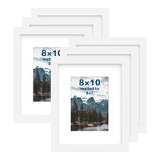 Frameworks 8X10 Mat To 5X7 Classic Wooden Picture Frames Tempered Glass/White /