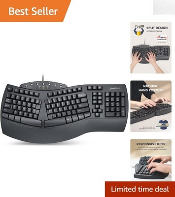 PERIBOARD-512B Ergonomic Wired Keyboard - Split Design with Wrist Rest - Black