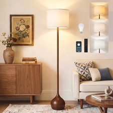 Floor Lamp for Living Room with 3 Color Temperatures, Rustic Faux Wood Floor Lam