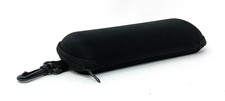Safety Eyeglass Case, XL Semi Hard Black Nylon, Zipper, Snap Hook