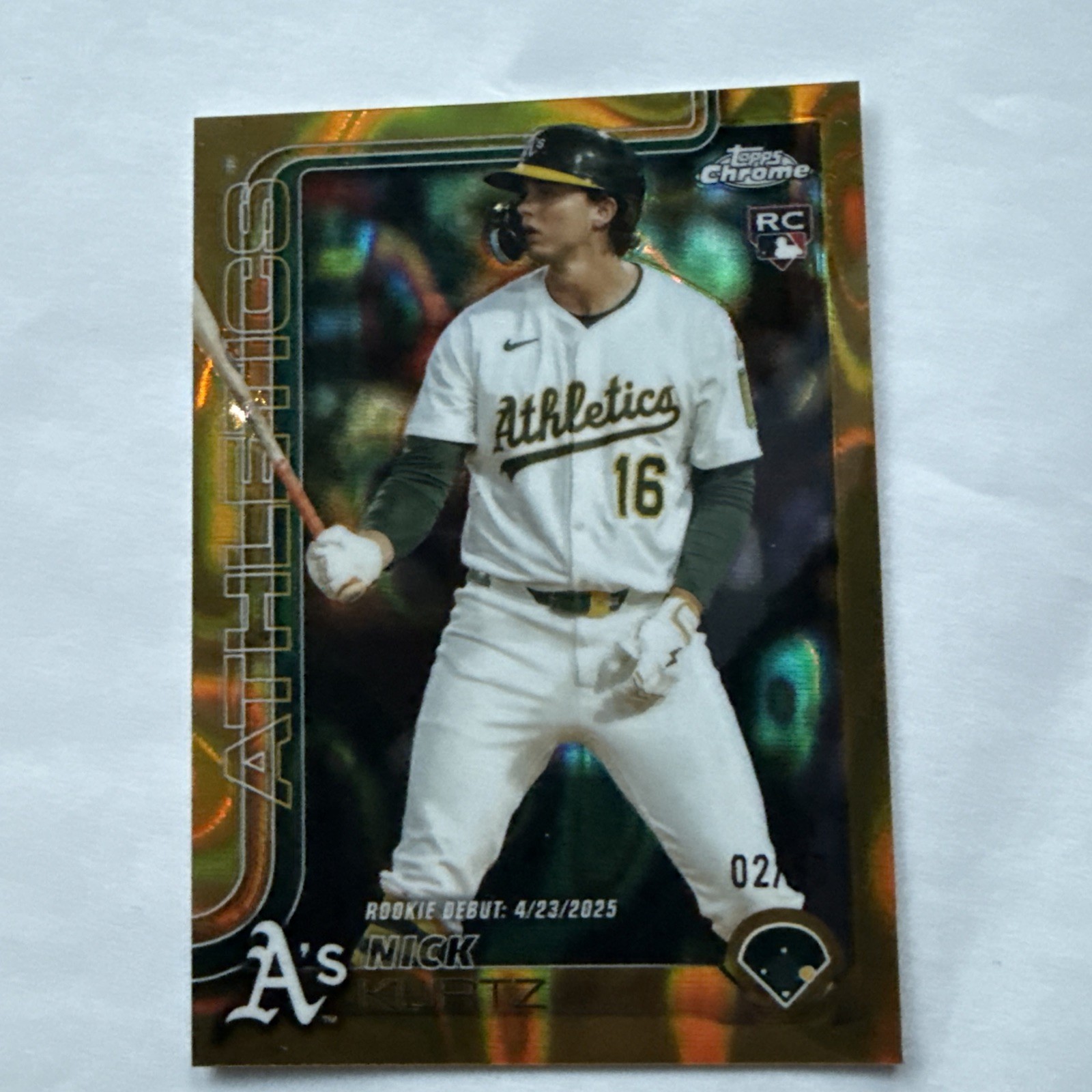 2025 Topps Chrome Update - Nick Kurtz Gold  Lava Debut 02/50 (RC) Jersey Match