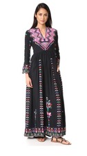 Ulla Johnson Irine Embroidery Maxi Boho Garmentory Floral Dress in black size 0