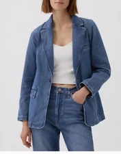 NWT GAP Denim Blazer Medium Indigo Blue Jacket Blazer Womens Size Small