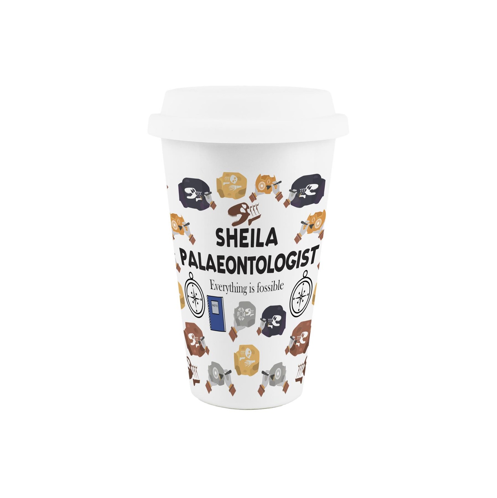 Custom Palaeontologist Ceramic Travel Mug - Personalised Novelty Fossils Gift