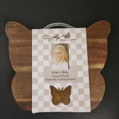 Dolly Parton Acacia Wood Butterfly Cutting Board 12 x 10