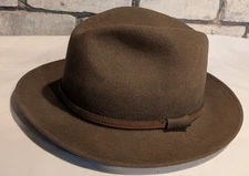 VTG Bailey Wool GLEN Brown Mens Fedora Hat Size Medium Made USA