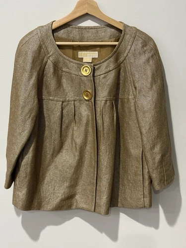 Giacca Michael Kors donna grande 2 bottoni oro metallizzato ritagliato retrò glam