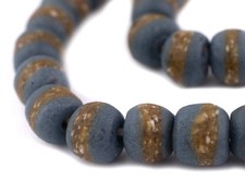 Dark Grey Kente Krobo Beads 14mm Ghana African Round Glass Large Hole Handmade