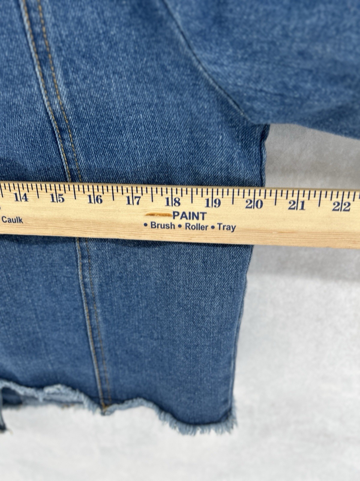 Highway Patchwork Cropped Jean Jacket Juniors XL … - image 11