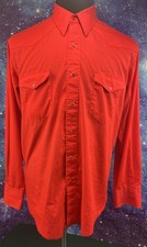 VINTAGE WRANGLER Pearl Snap Western Shirt 17x35 X-LONG TAIL COWBOY CUT USA MADE