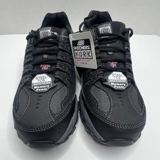 Skechers Work Cankton Men's 8 Steel Toe Memory Foam Black Charcoal New