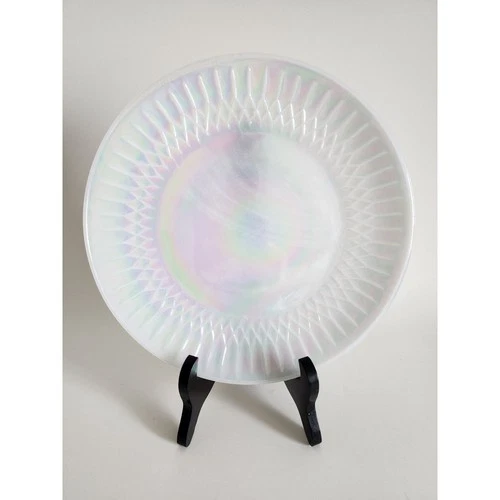 Vintage Federal Glass Iridescent White Plate – Heat-Proof USA 9.75"