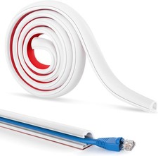 2M White Cable Trunking Self-Adhesive Wire Cover for Wall & Floor Cable Managmnt