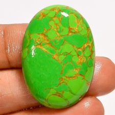 32.5 Ct Stabilized Green Copper Turquoise Oval Cabochon Loose Gemstone 33X23X6mm