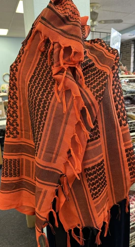 PLO-Tuch 100% Cotton Shemagh Freedom Scarf Palestine Tactical Wrap Orange/Blk