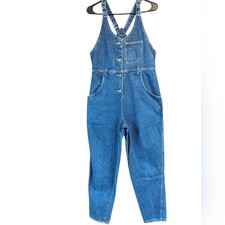 Lee Vintage 90s Made In USA Denim Jean Button Front Bib Overalls Size 9