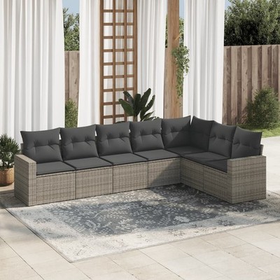 Gartenmöbel Sofa Garnitur Kissen Lounge Gartengarnitur 8-tlg. Poly Rattan vidaXL