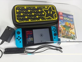 Nintendo Switch Console Black Blue Wi-Fi + Lego Worlds + Case