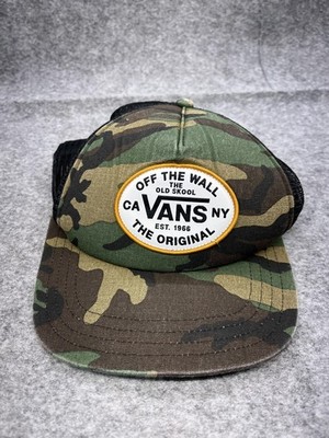 Vans Hat Cap Snap Back Mens One Size Green Camo Mesh Trucker Casual Summer Skate