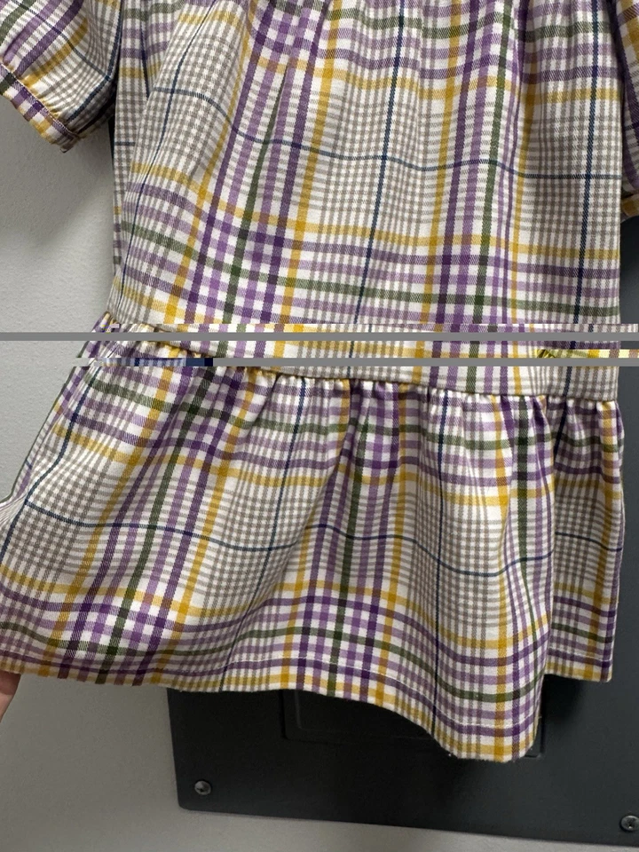 Mayoral Girl’s Size 5 Mardi Gras NOLA Colors Purple & Ivory Check Dress EUC - Image 4 of 4