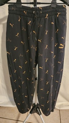 PUMA  Mens Jogger Pants Mens Size Medium Black Elastic Waist Front Pockets