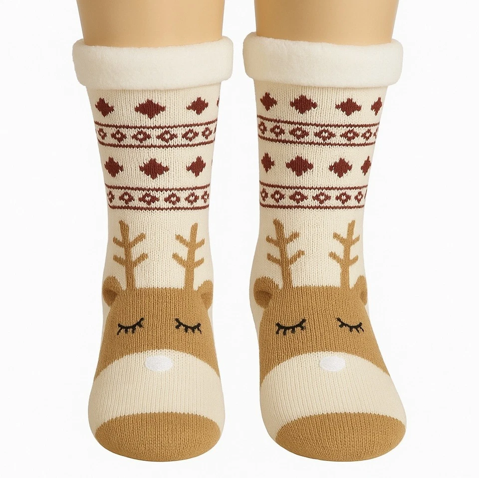 Calcetines de cama tejidos de Navidad con patrón DK solo suaves mullidos salón acogedores cálidos Foto 3 de 4