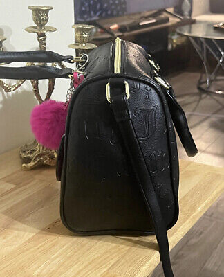 Juicy Couture Speedy Satchel Deboss Logo Black Bag Purse Heart