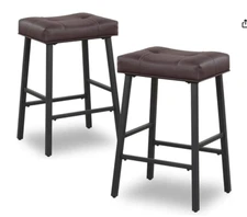 24'' Saddle Stools Set of 2 Bar Stool Counter Height Backless Dining Chairs