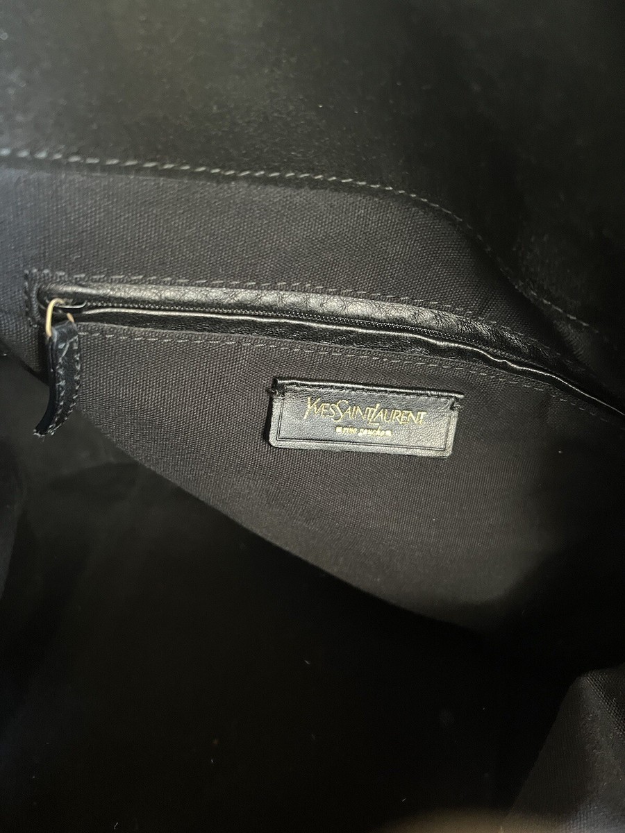 YSL SAINT LAURENT DOWNTOWN BLACK PATENT LEATHER TOTE BAG
